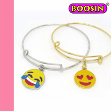 Bracelet en fil plaqué or 18 carats Emoji / Bracelet en cuivre extensible Emoji